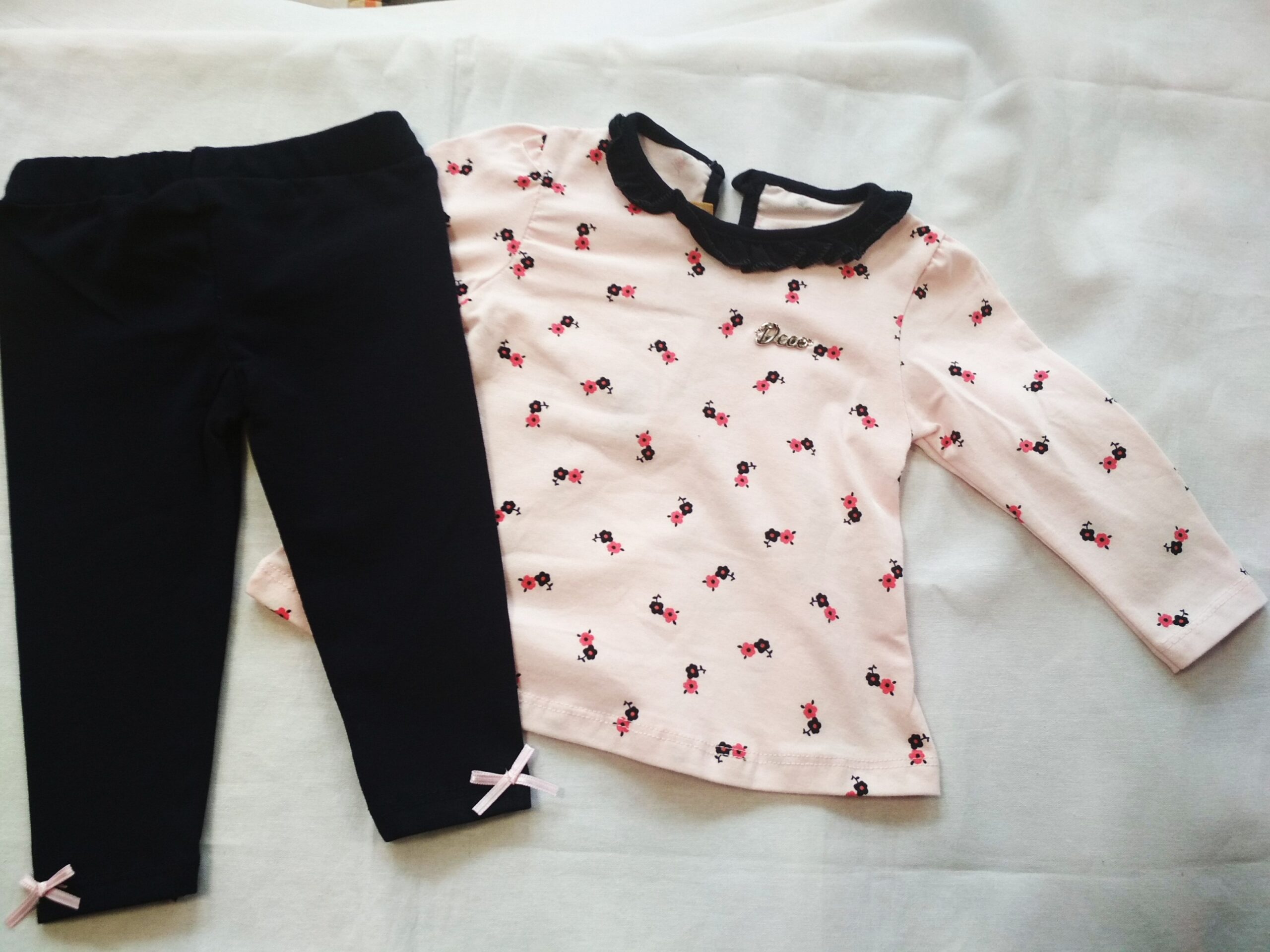 Комплект за бебе момиче в розово и тъмносиньо