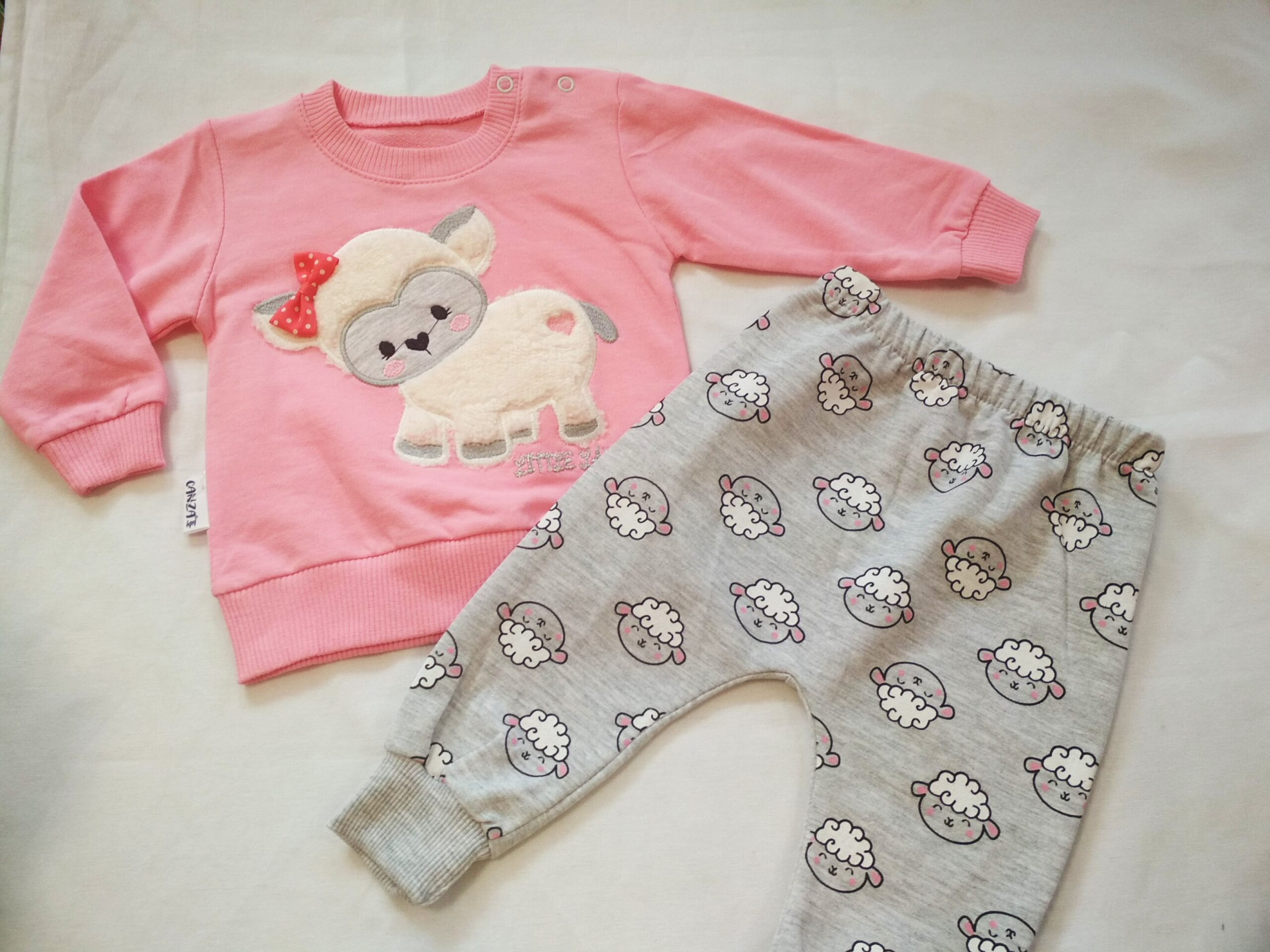 Комплект за бебе момиче 2 части в розово и сиво