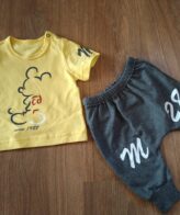 Комплект за бебе момче в жълто и сиво