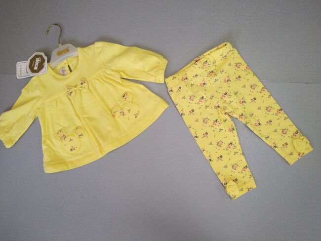 Сет за бебе момиче в жълто с мини маус