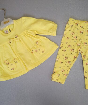 Сет за бебе момиче в жълто с мини маус
