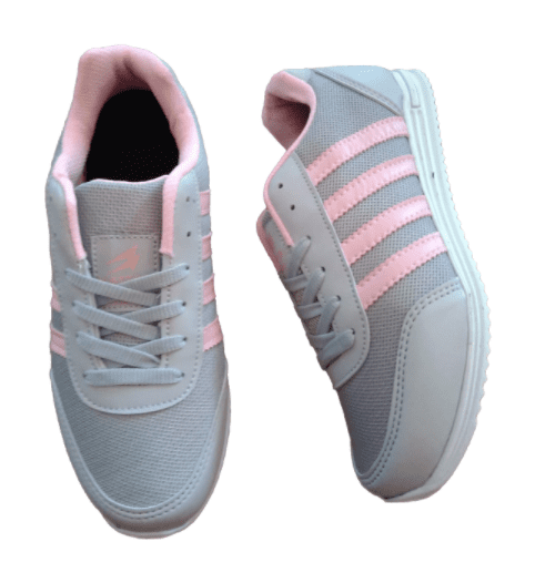 Спортни обувки в светлосиво с розово