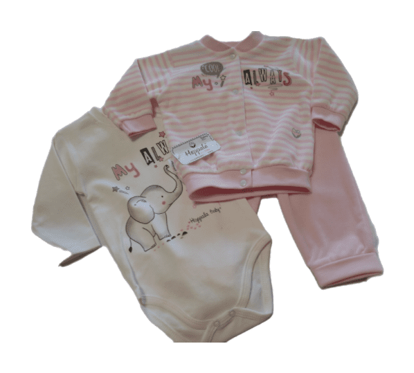 Сет от три части за бебе момиче в розово и бяло