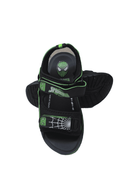 Черни сандали на Спайдърмен в зелено за момче