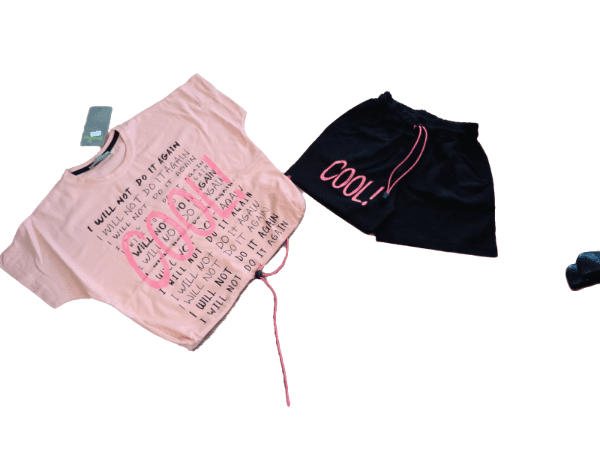 Комплект от две части за момиче в розово и черно