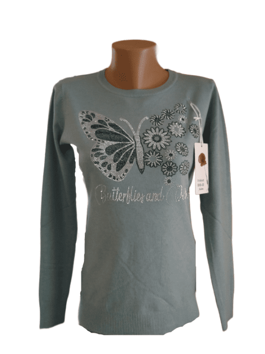Дамски пуловер фин кашмир с пеперуди