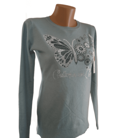 Дамски пуловер фин кашмир с пеперуди