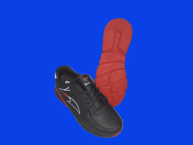 Водоустойчиви мъжки маратонки в черен цвят с червено